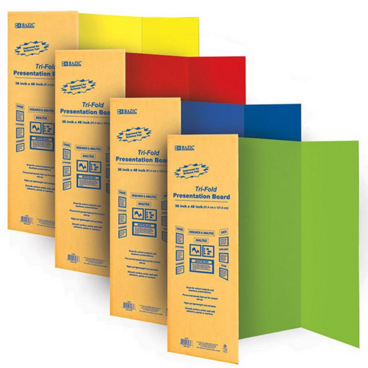 BAZIC 36" X 48" Assorted Colour Tri-Fold Corrugated Presentation Board