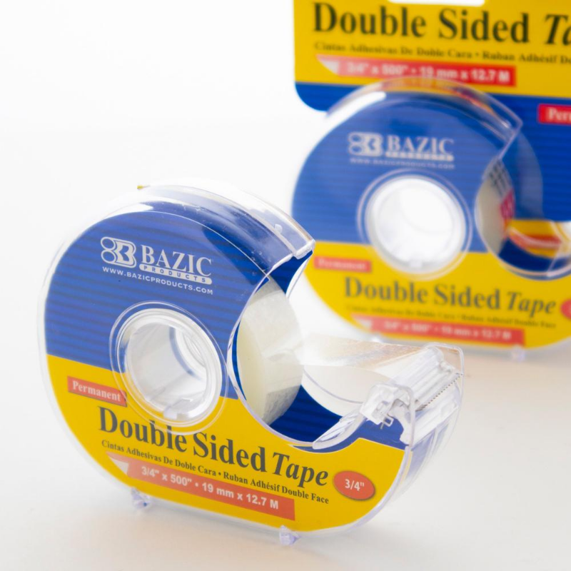 BAZIC 3/4" X 500" Double Sided Permanent Tape w/ Dispenser
