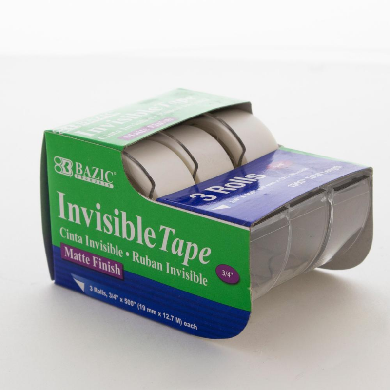 BAZIC 3/4" X 500" Invisible Tape (3/Pack)