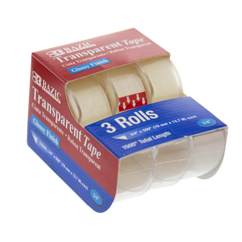 BAZIC 3/4" X 500" Transparent Tape (3/Pack)