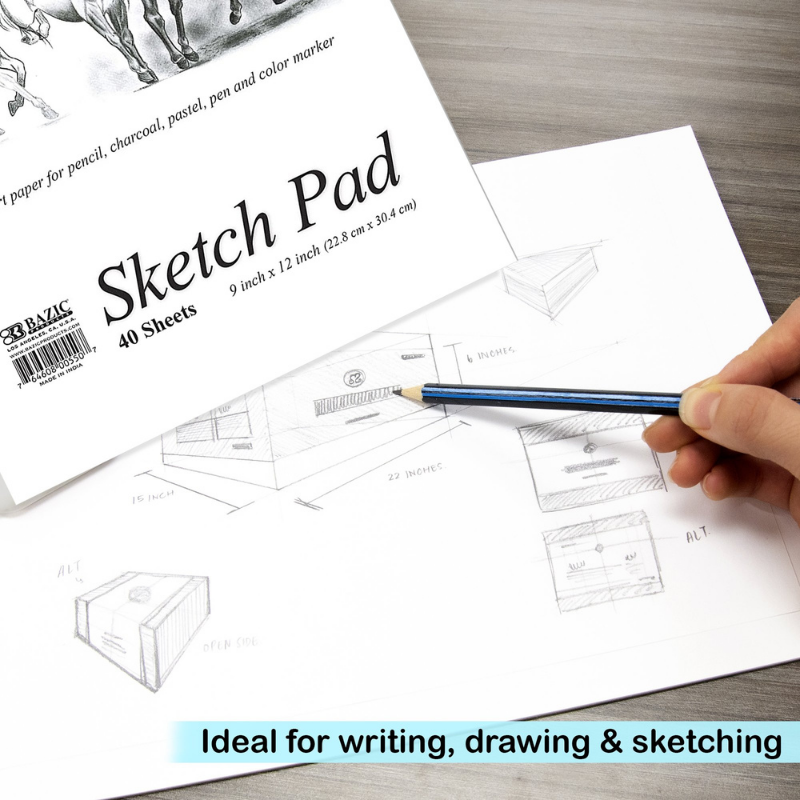 BAZIC 9" X 12" Premium Sketch Pad (40 Sheets)
