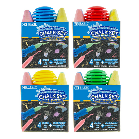 BAZIC 4 Sidewalk Chalk & 1 Chalk Holder