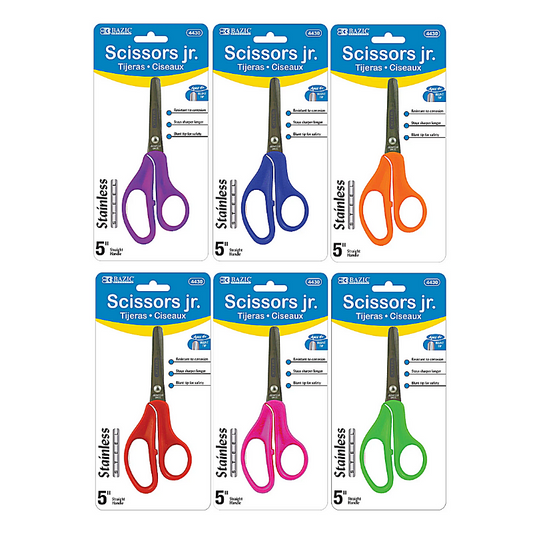 BAZIC 5" Blunt Tip School Scissors on Blister Card