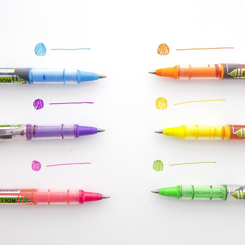 BAZIC 6 Color Dayton Rollerball Pen w/ Metal Clip