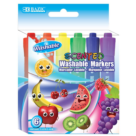 BAZIC Washable Scented Markers (6/Pack)