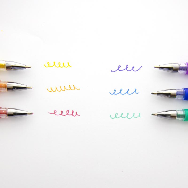 BAZIC 6 Glitter Color Essence Gel Pen w/ Cushion Grip