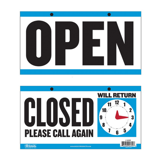 BAZIC 6" X 11.5" OPEN & CLOSED Sign with Clock