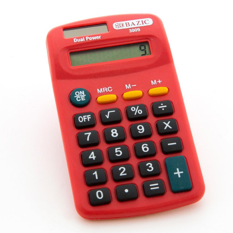 BAZIC 8-Digit Dual Power Pocket Size Calculator
