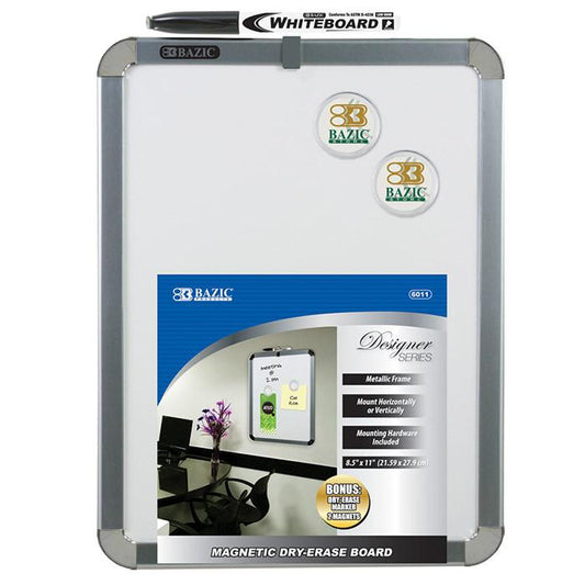 BAZIC 8.5" X 11" Magnetic Dry Erase Board w/ Marker & 2 Magnets
