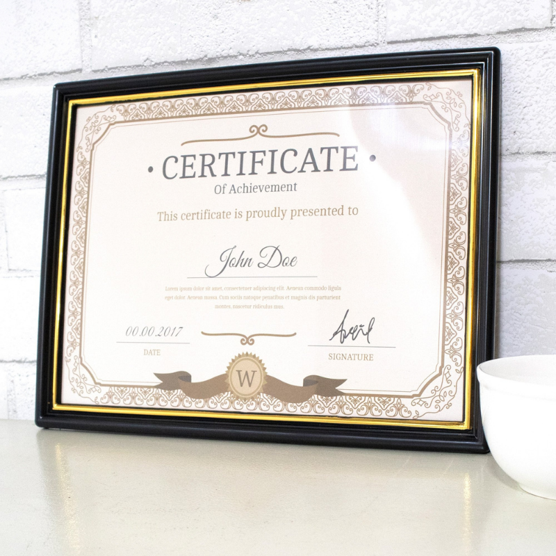 BAZIC 8.5" X 11" Document Frame w/ Gold Border