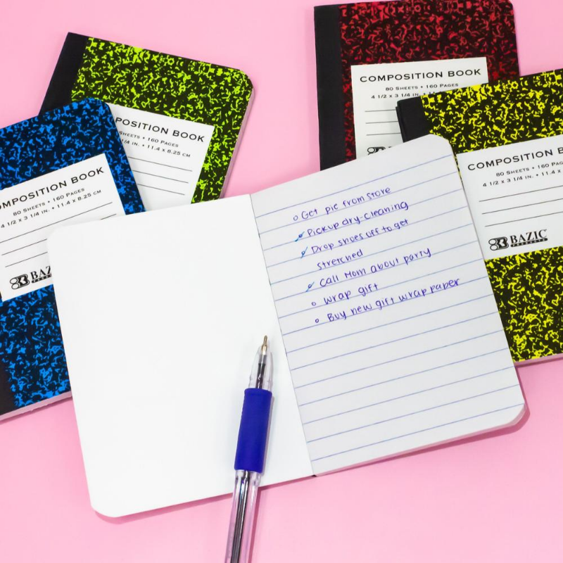 BAZIC 80 Sheets 4.5" x 3.25" Mini Marble Composition Book (2/Pack)