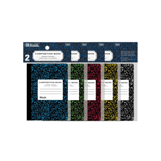BAZIC 80 Sheets 4.5" x 3.25" Mini Marble Composition Book (2/Pack)