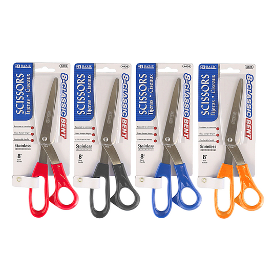 BAZIC 8" Bent Handle Stainless Steel Scissors