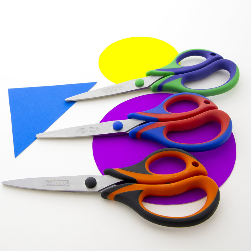 BAZIC 8" Two-Tone Soft Grip Stainless Steel Scissors
