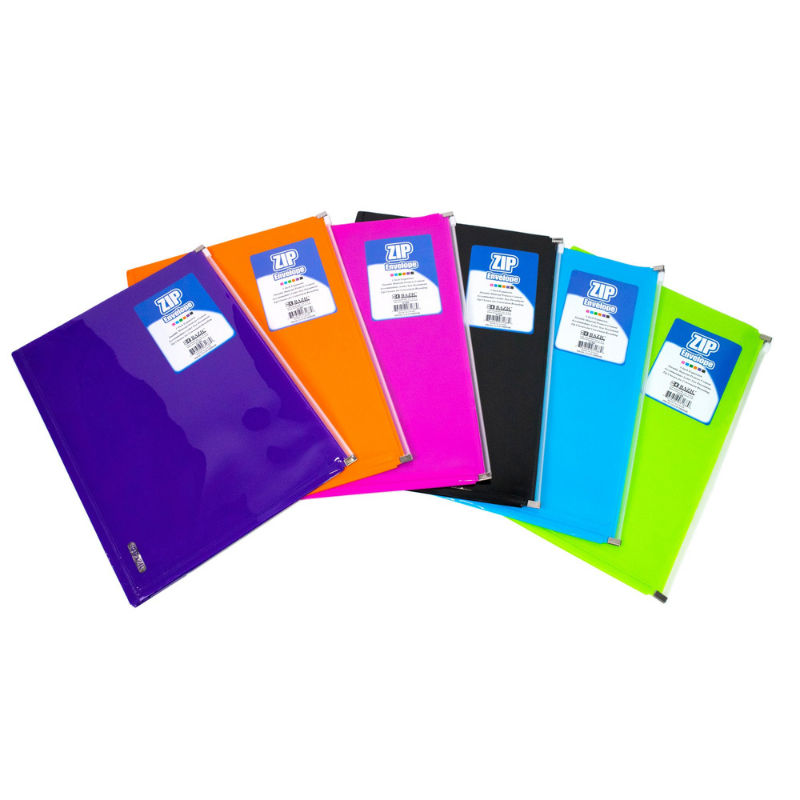 BAZIC Assorted Colour Letter Size Zip Envelope