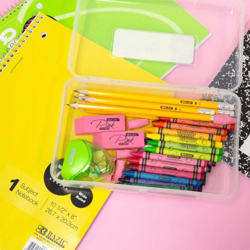 BAZIC Basix Clear Plastic Multipurpose Utility Box / Pencil Case