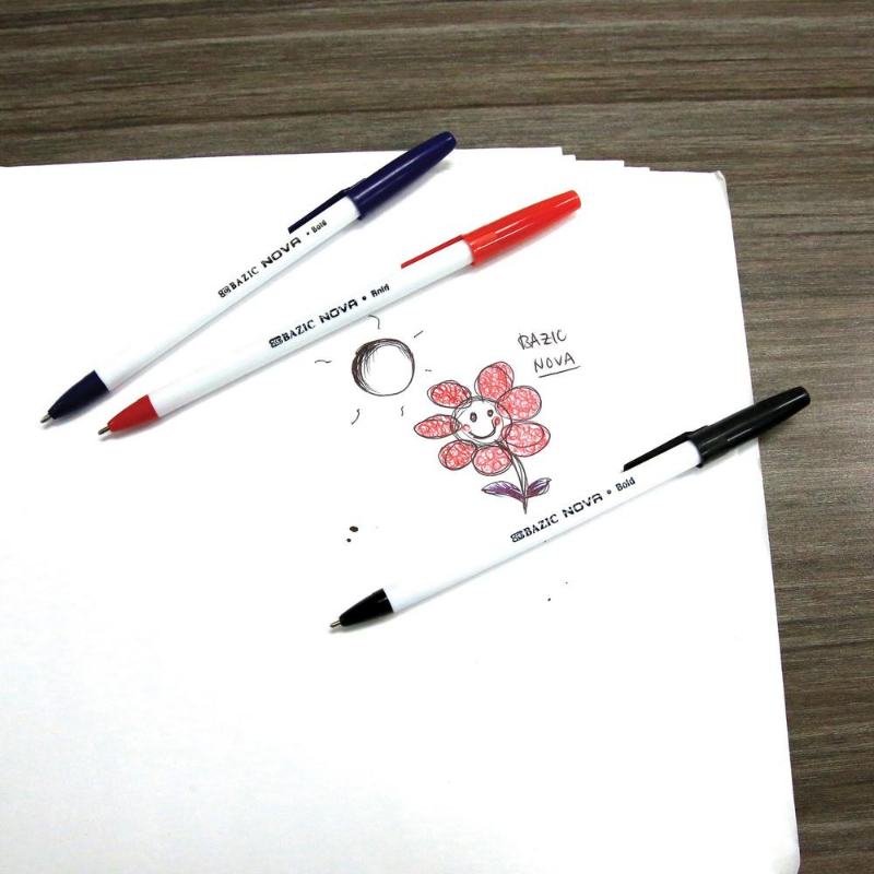 BAZIC Nova Blue Colour Stick Pen (12/Pack)