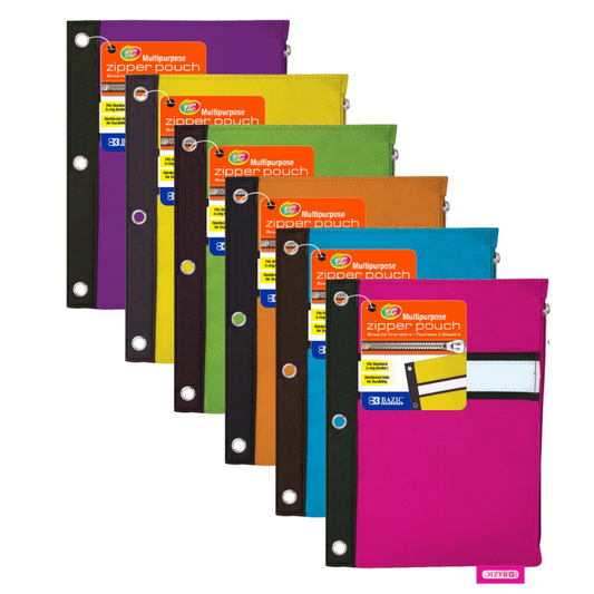 BAZIC Bright Colour 3-Ring Pencil Pouch