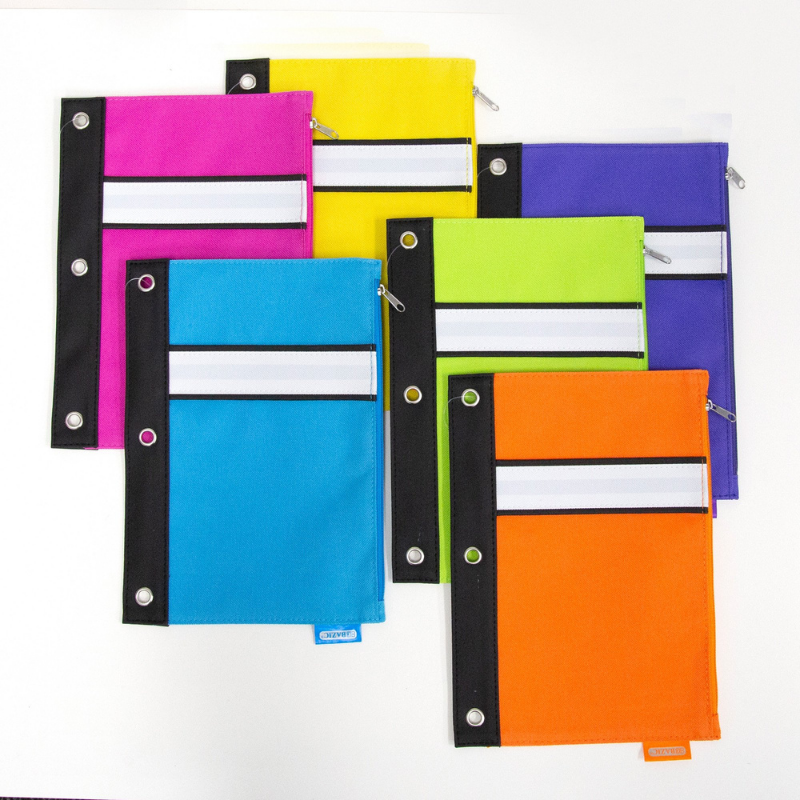 BAZIC Bright Colour 3-Ring Pencil Pouch