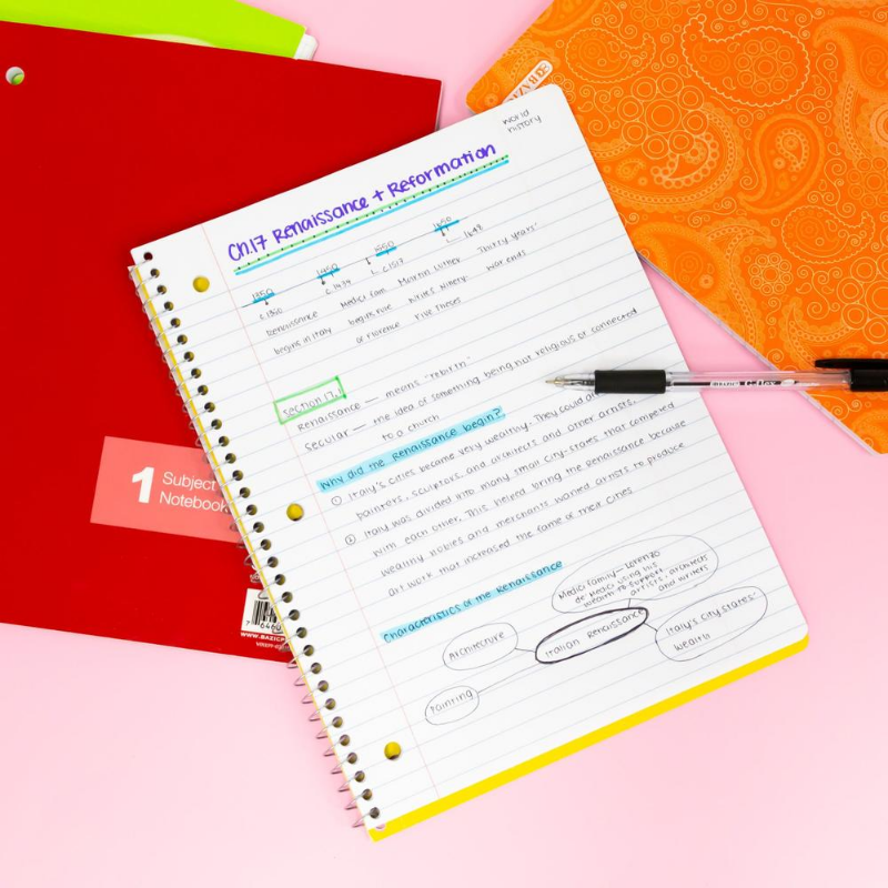 BAZIC College Ruled 70 Sheets 1-Subject Poly Cover Spiral Notebook