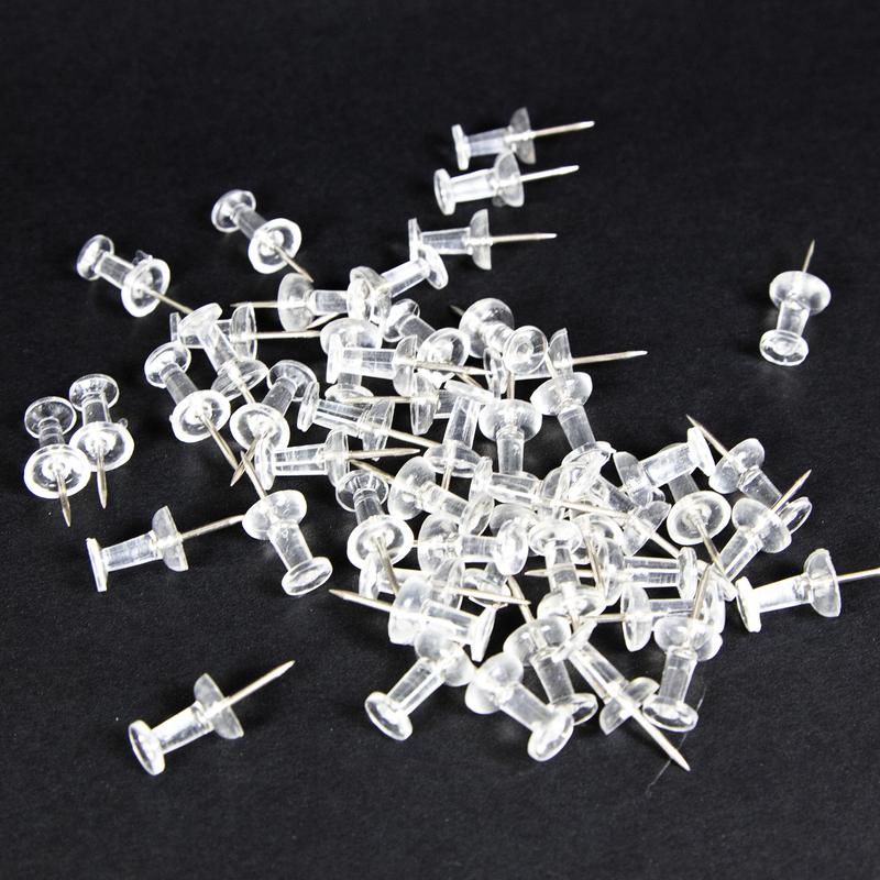 BAZIC Clear Transparent Push Pins (100/Pack)