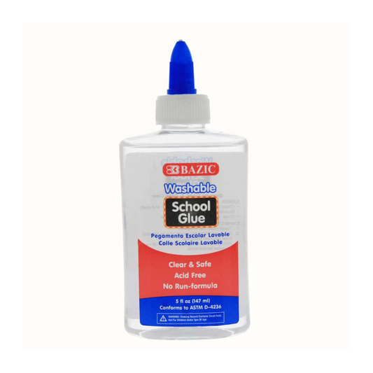 BAZIC 5oz / 147ml Clear Washable School Glue