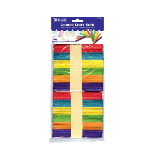 BAZIC Coloured Craft Stick (100/Pack)