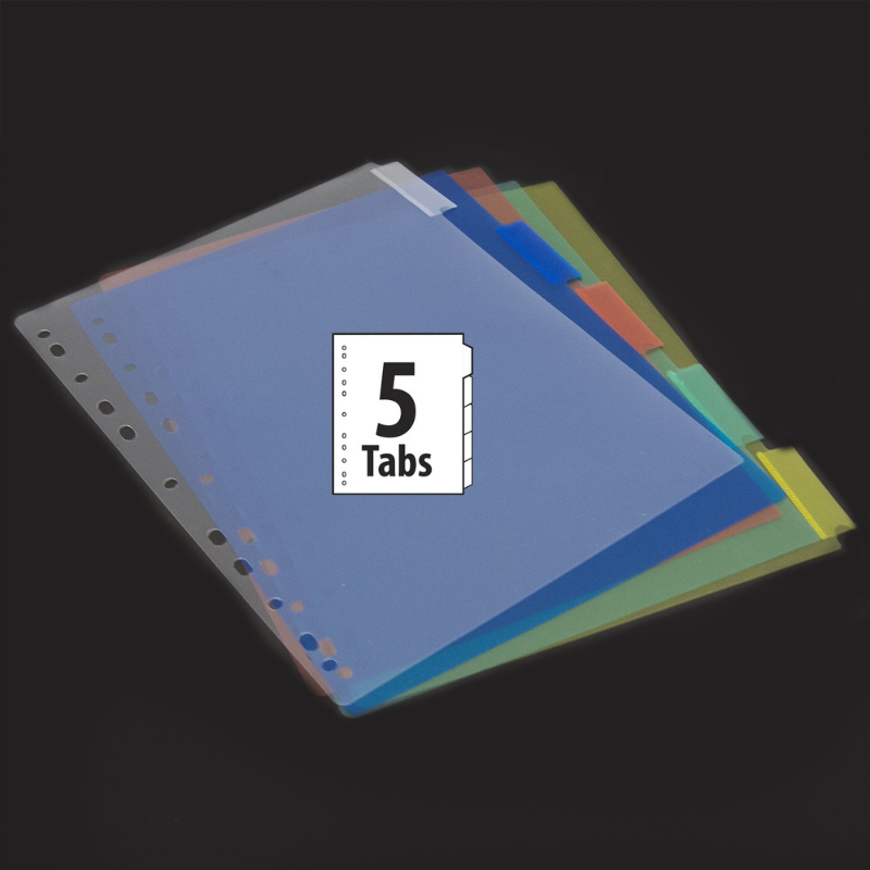 BAZIC 3-Ring Binder Dividers w/ 5-Insertable Colour Tabs