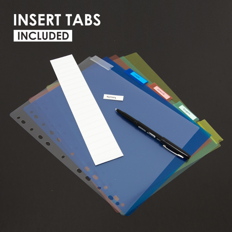 BAZIC 3-Ring Binder Dividers w/ 5-Insertable Colour Tabs