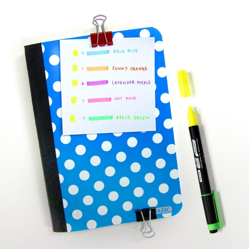 BAZIC Double Tip Fluorescent Highlighters (5/Pack)