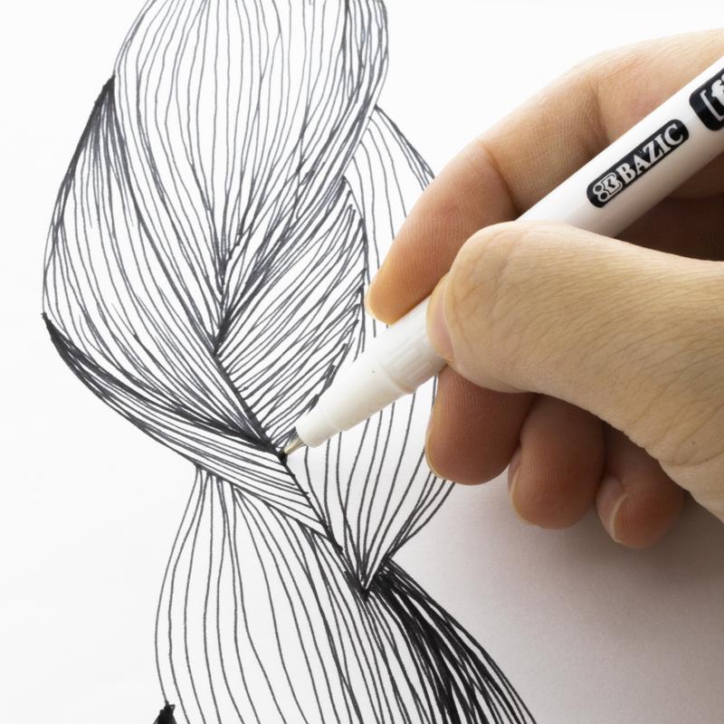 BAZIC Fiero Fancy Color Fiber Tip Fineliner Pen (4/Pack)