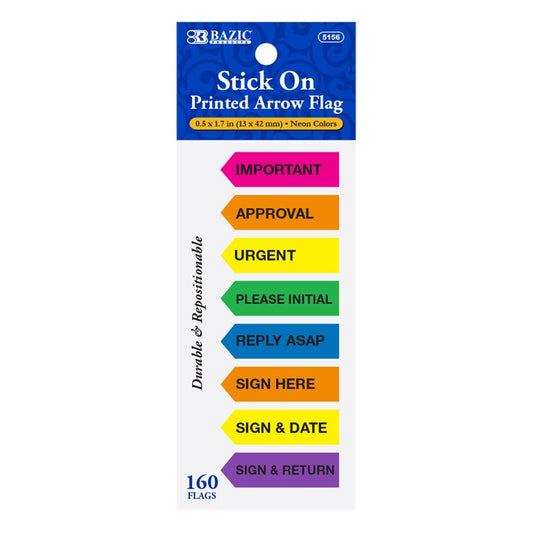 BAZIC 0.5" X 1.7" 20 Printed Arrow Flags (8/Pack)