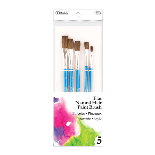 BAZIC Flat Natural Hair Paint Brush (5/Pack)