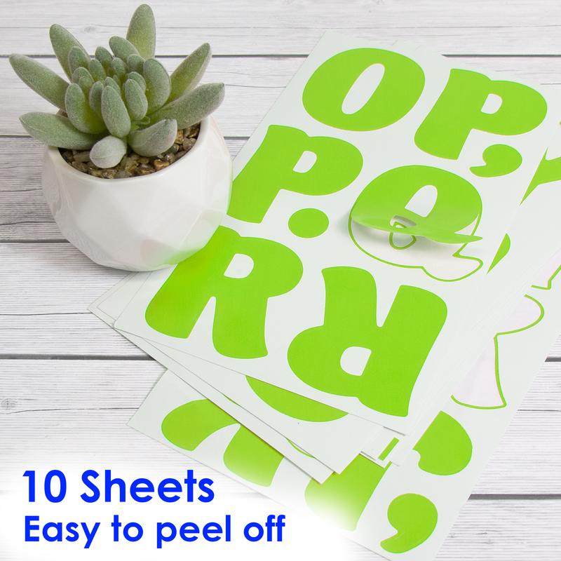 BAZIC 2" Fluorescent Color Alphabet & Number Stickers (10 Sheets)