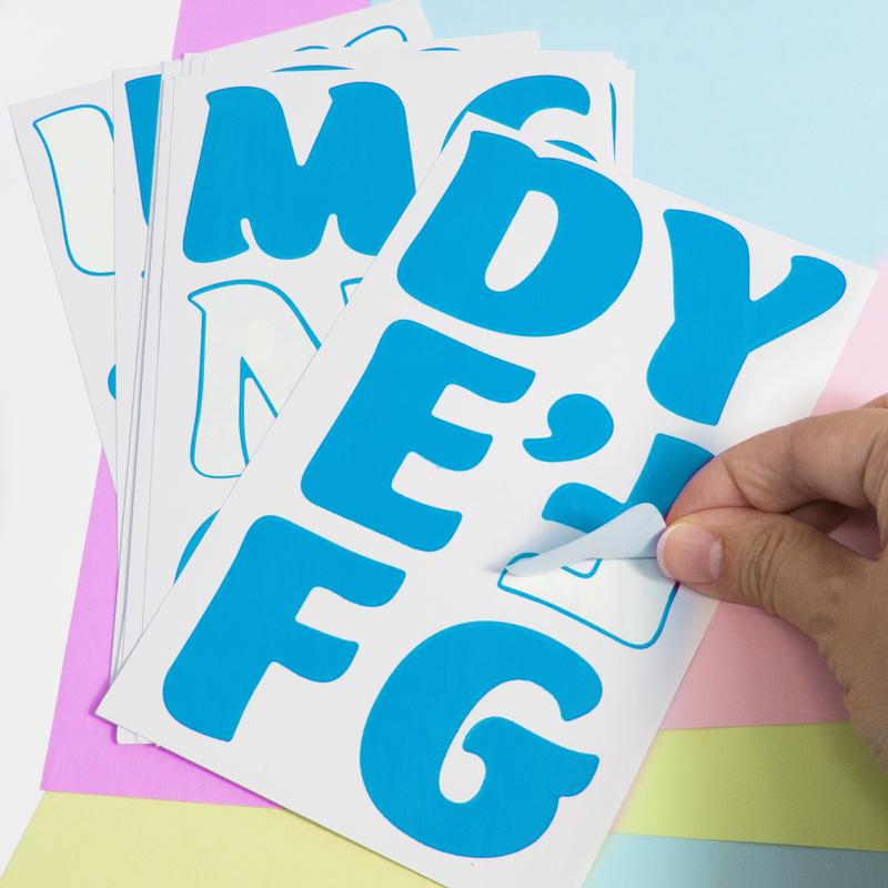 BAZIC 2" Fluorescent Color Alphabet & Number Stickers (10 Sheets)