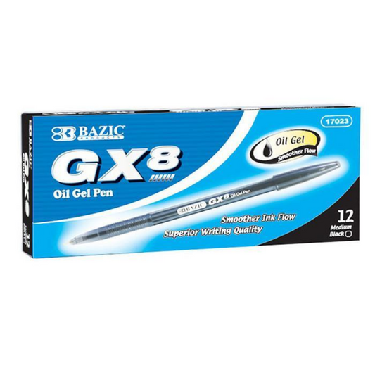 BAZIC GX-8 Black Oil-Gel Ink Pen (12/Pack)