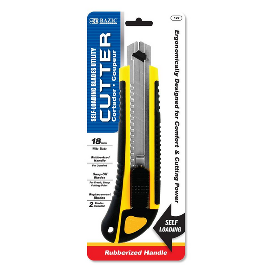 BAZIC Heavy Duty Self Loading Cutter w/ Grip + 2 Replacement Blades