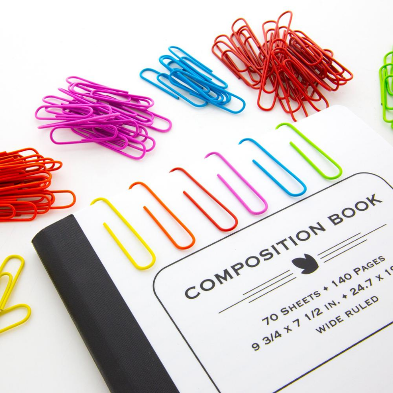 BAZIC Jumbo (50mm) Color Paper Clips (100/Pack)