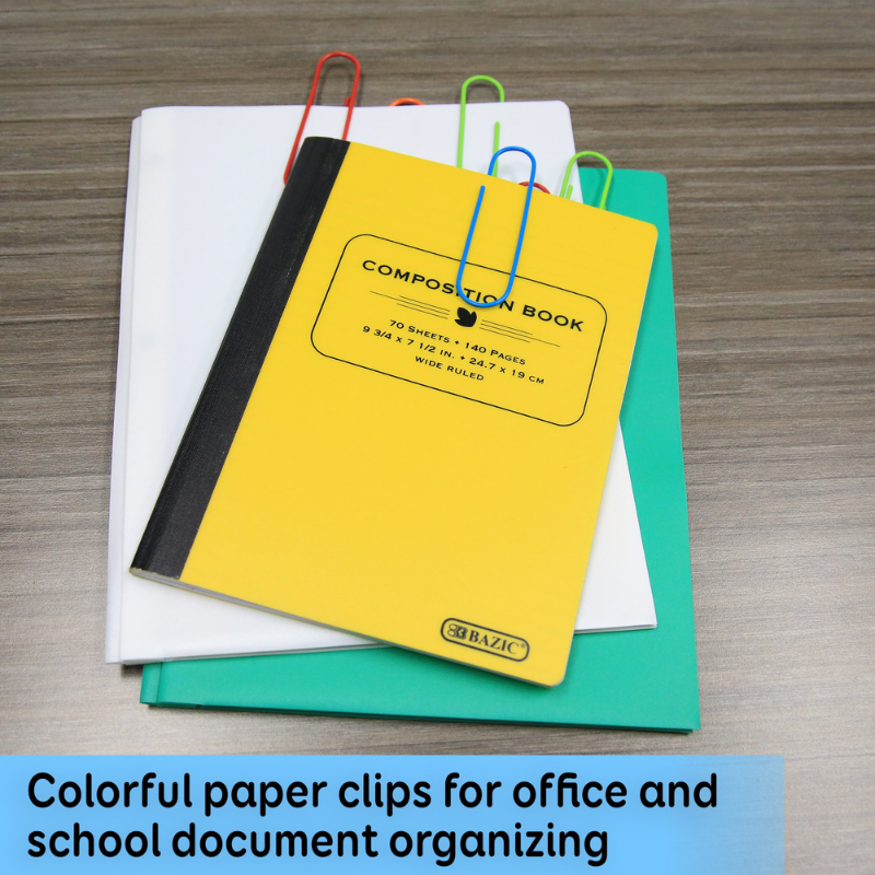BAZIC Mega (100mm) Color Paper Clips (10/Pack)