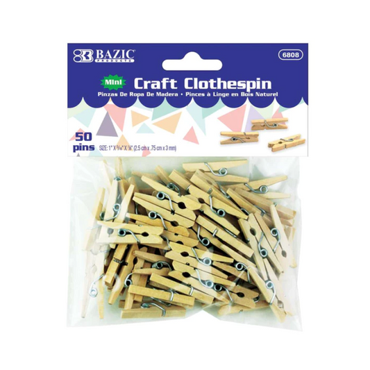 MAKE ACTIVE WHEN BZ-3438 SELLS OUT   BAZIC Mini Natural Clothes Pin (50/Pack)