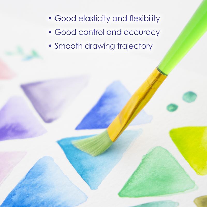 BAZIC Paint Brush Flat Angled Round w/ Translucent Handle Set (7/Pack)