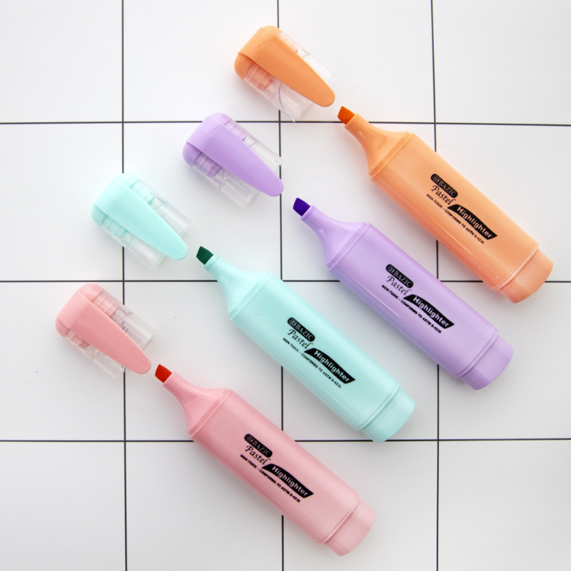 BAZIC Pastel Highlighters w/ Pocket Clip (3/Pack)