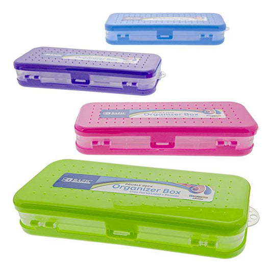 BAZIC 8" Double Deck Plastic Utility Box / Pencil Case