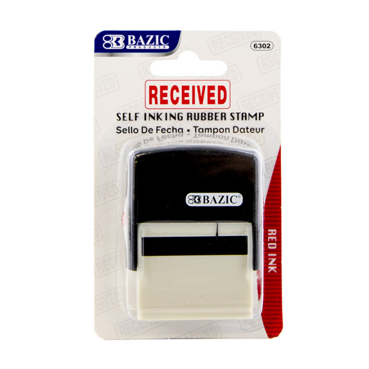 BAZIC Received Self Inking Rubber Stamp (Red Ink)