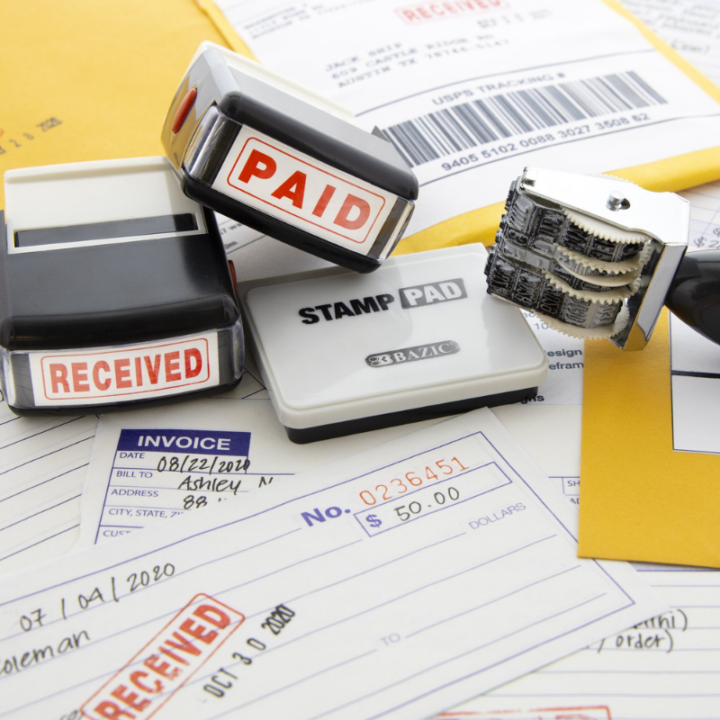BAZIC Received Self Inking Rubber Stamp (Red Ink)