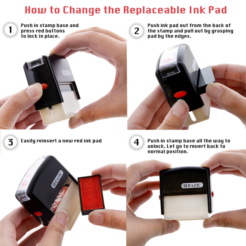 BAZIC Received Self Inking Rubber Stamp (Red Ink)