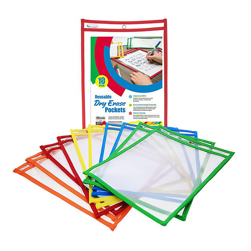 BAZIC Reusable Dry Erase Pockets