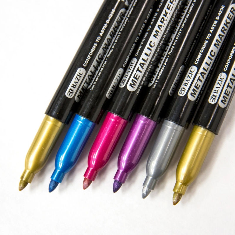 BAZIC Silver & Gold Metallic Markers (2/Pack)