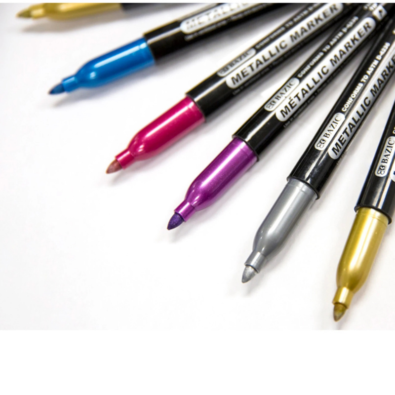 BAZIC Silver & Gold Metallic Markers (2/Pack)
