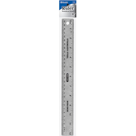 BAZIC 12" / 30cm Non Skid Back Stainless Steel Ruler